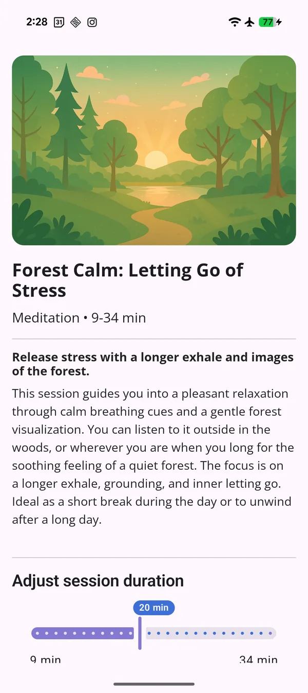 A meditation screen with a slider for its length