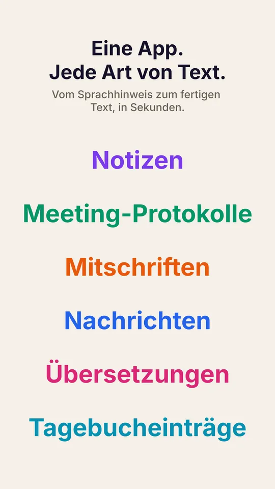 Eine App. Jede Art von Text.